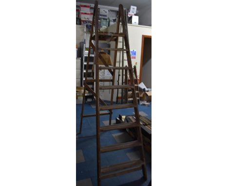 A Vintage Wooden Seven Step Step Ladder 