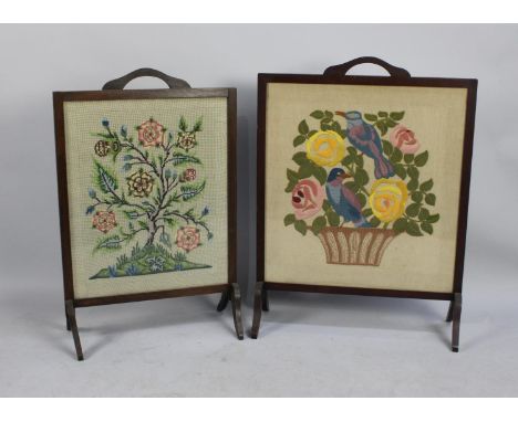 Two Mid 20th Century Tapestry Fire Screens 