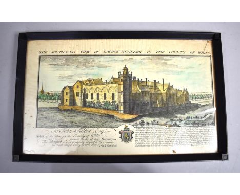 A Framed Coloured Engraving Print, Lacock Nunnery, 38x22cm 
