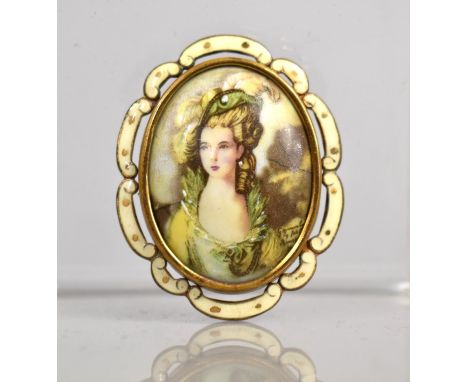 An Early Porcelain and Enamel Brooch by Thomas L Mott, T.L.M Made in England 