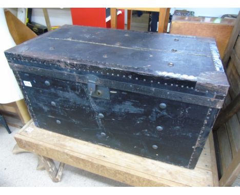 VINTAGE METAL BOUND TRUNK