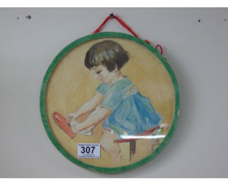 ART DECO WATER COLOUR OF A YOUNG GIRL
