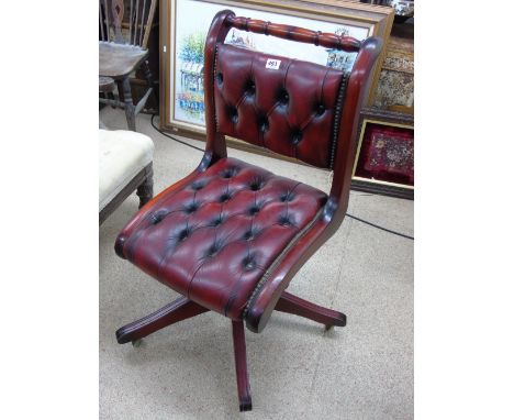 OX BLOOD LEATHER BUTTON BACKED DESK CHAIR A/F