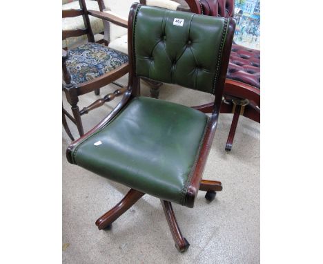GREEN LEATHER BUTTON BACK OFFICE CHAIR