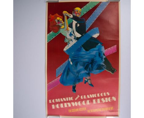 Original color lithograph poster by Pop artist Richard Bernstein for Dianna Vreeland's exhibition Romantic &amp; Glamorous Ho
