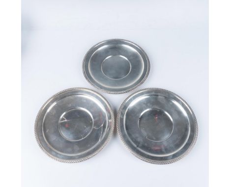 Features a P.S Co Sterling silver plate, marked P.S Co Sterling, and two other plates, marked Sterling. P. S Co plate weighs 