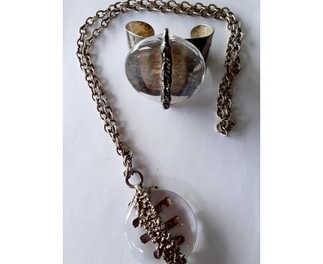 Jacob Hull of Denmark- A Brutalist white metal bangle, marked B+D for Buch and Deichmann, g and a Brutalist necklace by the s
