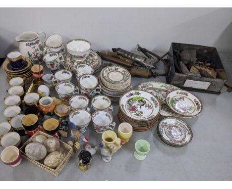 A mixed lot to include Indian Tree pattern china, eggcups, Aynsley coffee cans with saucers, Beswick bird and other items Loc