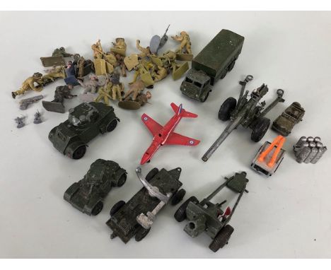 Vintage Toys,  play worn Diecast military vehicles, Crescent toy company , lone star, Dinky, trucks , artillery, armoured car