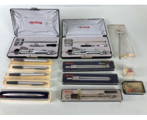 Collection of Rotring drawing instruments, to include Dividers, Compass, pens, sets and accessories 