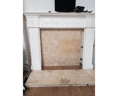 PLASTER FIRE SURROUND WITH MARBLE INSERT
