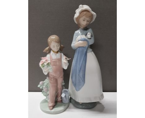 NAO FIGURINE GIRL HOLDING PUPPY AND LLADRO FIGURE 5217 SPRING        SAS