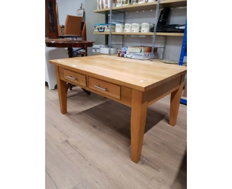 MODERN LIGHT OAK 2 DRAWER COFFEE TABLE