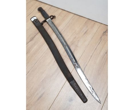 19TH CENTURY YATAGHAN BAYONET USED ON THE PATT ENFIELD PERCUSSION RIFLE WITH ORIGINAL SCABBARD