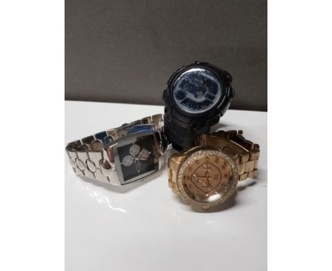 NY LONDON WRISTWATCH AND FCUK DIGITAL WATCH PLUS 1 OTHER