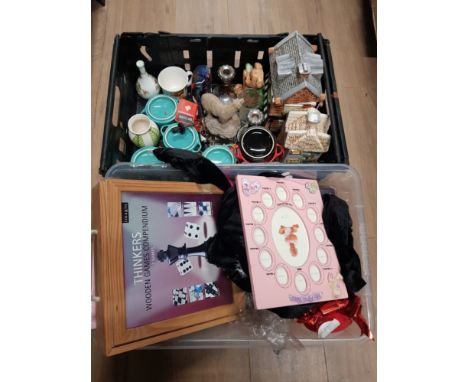 2 BOXES OF ASSORTED WARE INC INC CHESS SET ETC