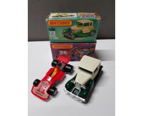 2 BOXED DIE CAST VEHICLES 73 MODEL A FORD AND 36 FORMULAR 5000 RACING CAR