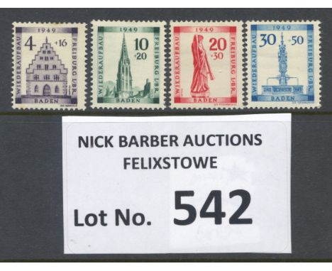 Stamps : GERMANY BADEN 1949 Rebuild SGFB 38/41 M/M Cat £94         
