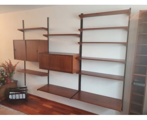 A Danish teak Ladder-rack shelf system