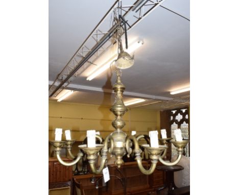 A brass eight light chandelier, 72 cm wide

 