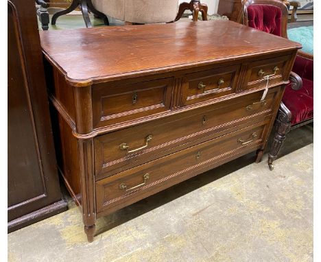 A 19th century French oak commode, width 130cm, depth 60cm, height 84cm