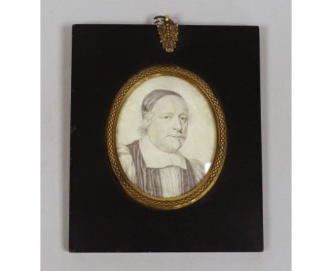 David Loggan (1634-1692), portrait miniature on vellum, John Dolben, who was Archbishop of York, inscribed to reverse, 8 x 6c