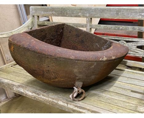 A Victorian cast iron corner trough, length 65cm, width 47cm, height 29cm