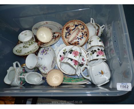 A quantity of china including meat plates, thimbles, "Windsor" cups and saucers, jugs, S. F &amp; co "Indian" three cups and 