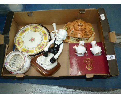 A quantity of china to include three Royal Grafton vases, Burlington butter dish, Royal Falcon Ironstone plate, Aynsley 'Eliz