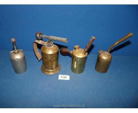 Four small Blow lamps including "Champion" with base filler, a "Primus No. 48 - made in Sweden",  "The Imp - patented 1908 ma