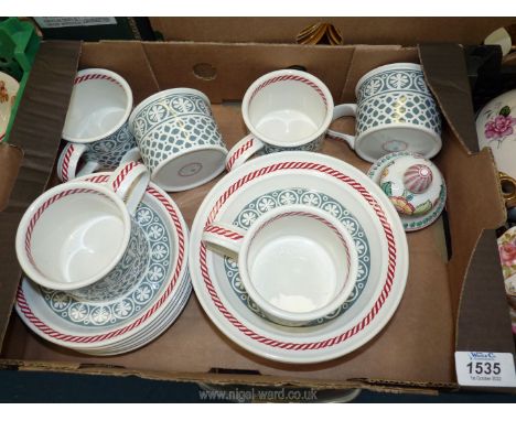 A part set of six National Trust Lanhydrock tea set including six cups , saucers,tea plates.