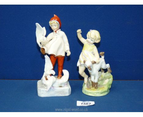 Two Royal Worcester figures F.G. Doughty 'November' 5418- 1957 and 'April' 3416.