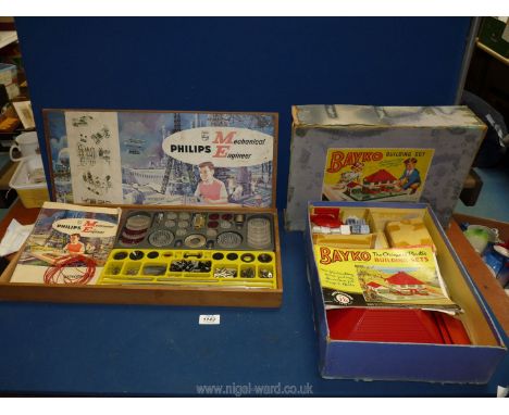 Two building sets; one Phillips and one Bayko.