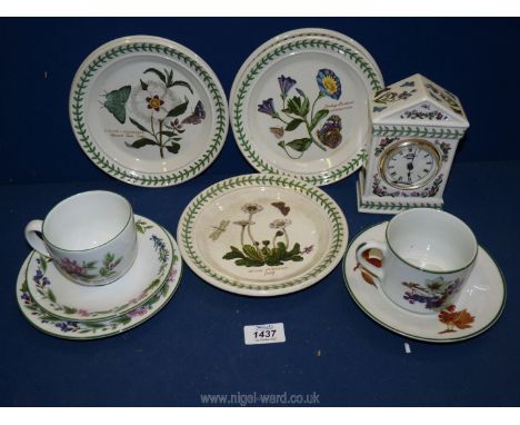 A small quantity of Portmeirion including; six side plates and a clock, plus a Royal Worcester 'Worcester Herb' trio and a gr