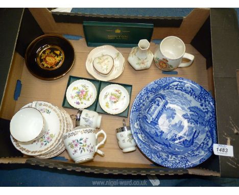 A box of china to include Spode blue and white bowl, two egg coddlers, Royal Grafton part Teaset, etc.