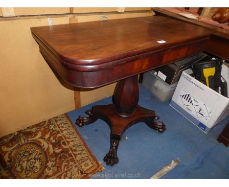 A fine old early 19th c. (possibly William IV) flap over Tea Table standing on an eight sided baluster shaped pillar with a p