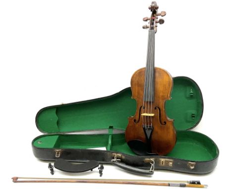 German viola c1900 with 38.5cm (15.25") two-piece maple back and ribs and spruce top, bears label 'Antonius Stradivarius Feci