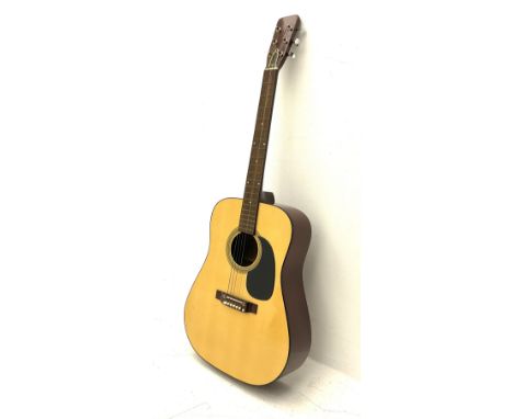 Acoustic guitar with mahogany back and ribs and spruce top, bears label 'Model No.KD28', overall L103.5cm; in soft carrying c