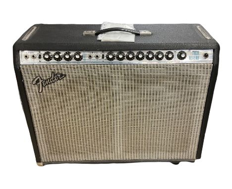 1970s Fender Twin Reverb professional amplifier No.A66744, made in USA, with swivelling side angle stands and cover L66cm H58