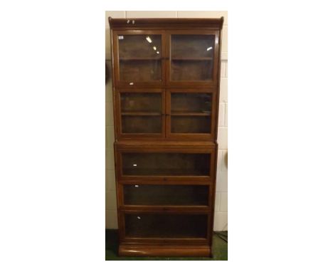 Light oak Globe Wernicke style bookcase, possibly Lebus, of five sections, 34" wide 