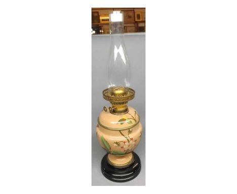 Floral decorated oil lamp 22" high  