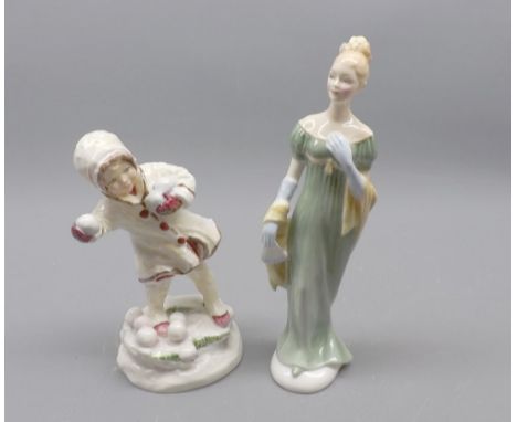 Royal Worcester figure "December" and further Royal Doulton "Lorna", HN2311, 7" and 9" high (2) 