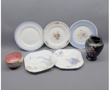 Mixed Lot: Shelley baluster vase, five various Shelley tea plates/saucers and a further Maling sugar basin (7) 