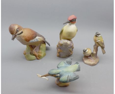 Four Royal Worcester models of birds, various sizes 