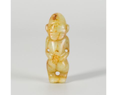 A JADE 'HUMANOID FIGURE' PENDANT, NEOLITHICChina, Neolithic period, possibly Hongshan culture, circa 4000-3000 BC or later. W