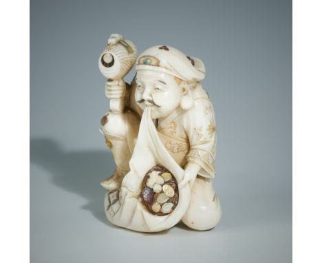 MASAYUKI: A FINE SHIBAYAMA INLAID IVORY OKIMONO OF DAIKOKUBy Masayuki, signed MasayukiJapan, Meiji period (1868-1912)Finely c