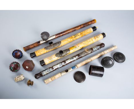 A GROUP OF FIVE OPIUM PIPES, c. 1920sChina, late Qing dynasty (1644-1912) to Republic period (1912-1949). Comprising a pipe c