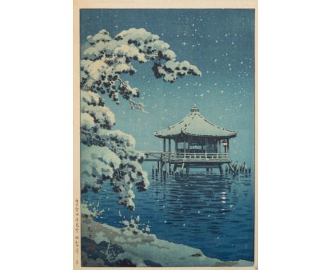 TSUCHIYA KOITSU: SNOW ON THE UKIMIDO AT KATADABy Tsuchiya Koitsu (1870-1949), signed Koitsu with seal ShinJapan, dated 1934Co