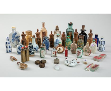 A GROUP OF 50 SNUFF BOTTLES AND MEDICINE BOTTLES, c. 1920sChina, Qing dynasty (1644-1912) to Republic period (1912-1949). Com