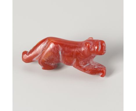 A PYU AGATE 'TIGER' TALISMAN, 200-100 CEBurma / Myanmar, Pyu city states (200-1000 CE). Carved as a recumbent tiger with the 